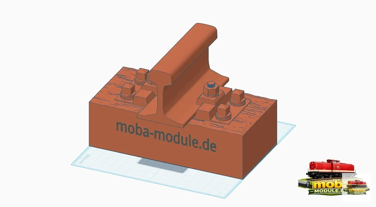 Modelleisenbahn – 3D CAD Schienenstueck Modell Konstruktion